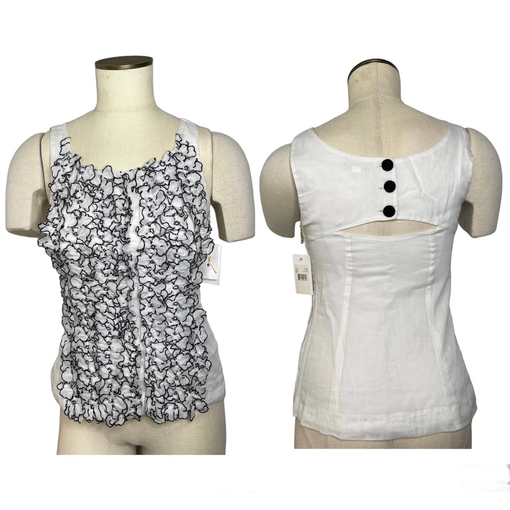 Anthropologie LEIFSDOTTIR 3D Daisy Flower Cutout Sleeveless Blouse Size 0 NWT